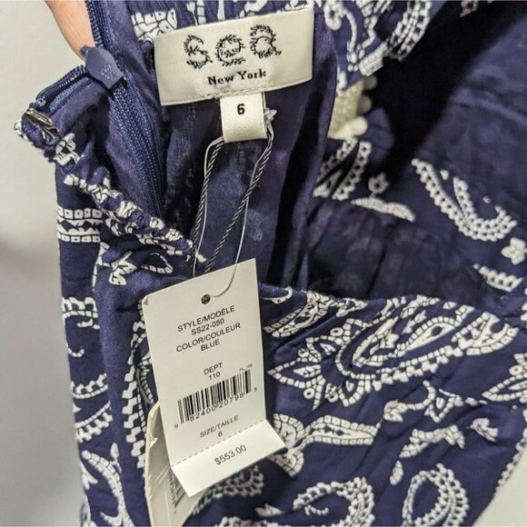 Nwt Sea Ny | Theodora Apron Dress In Blue Paisley - Picture 7 of 16